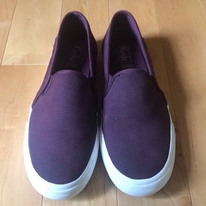 Keds Double Decker Suede Slip On Sneakers Shoes in Burgundy